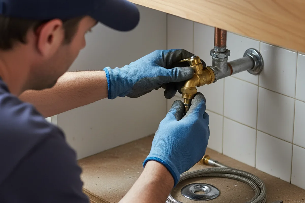 Shutoff valve and fitting work during Emergency Plumbing in Perryville